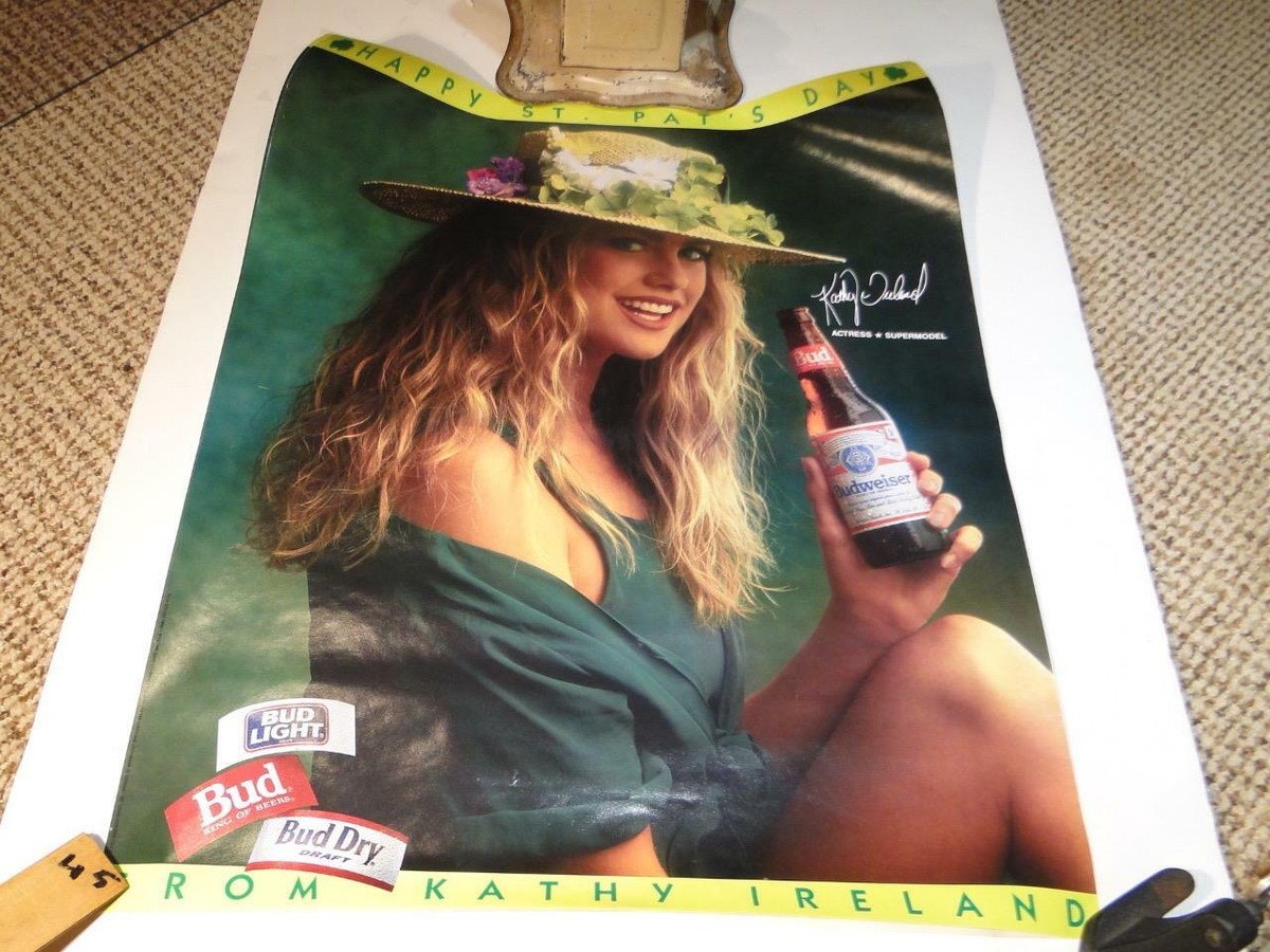 1991 vintage BUDWEISER promo posters KATHY IRELAND pin up girl BUD