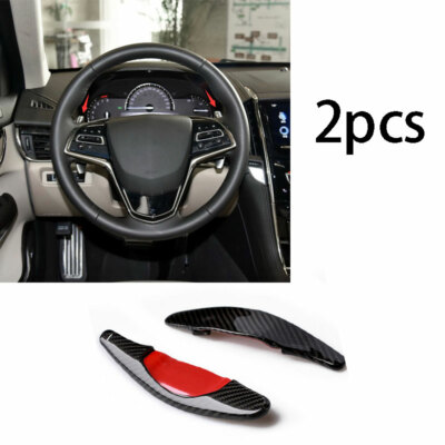 Steering Wheel Shift Paddle Extension Black Carbon Fiber For Cadillac ATS 13-20