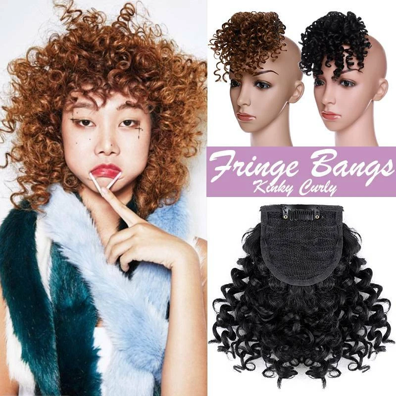 Clipe de cabelo 100% macio encaracolado franjas afro crespos extensões de cabelo - Imagem 3 de 4