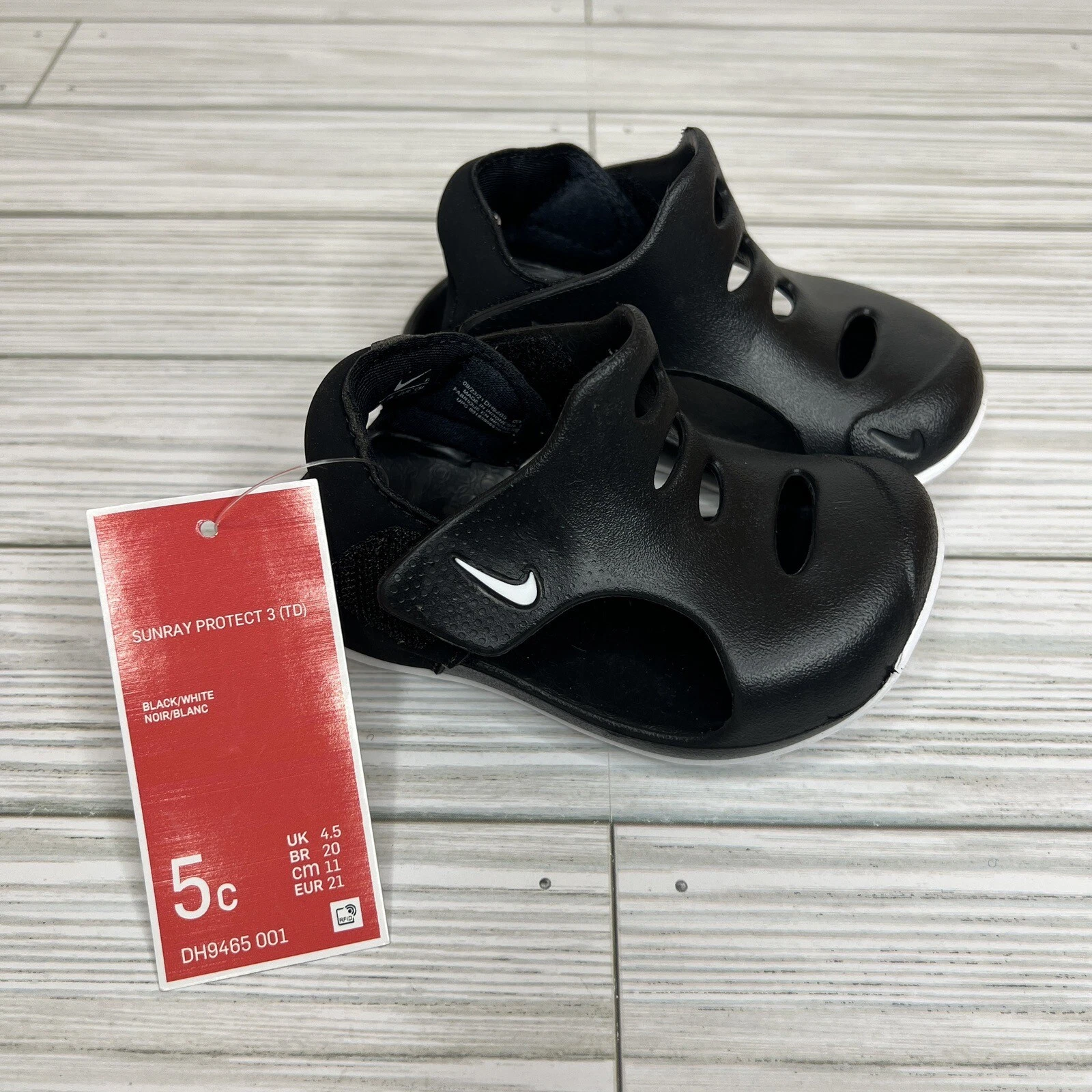 SANDALI NERI NWOB KIDS NIKE SUNRAY PROTECT 3 (TD) BAMBINI TAGLIA 5C