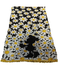 Disney Minnie Mouse lightweigt scarf with daisys, in black, yellow, and white