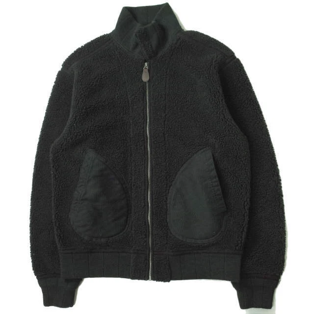 RRL 22SS PILE FLEECE JACKET L BLACK Double RL boa zip-up blouson outer