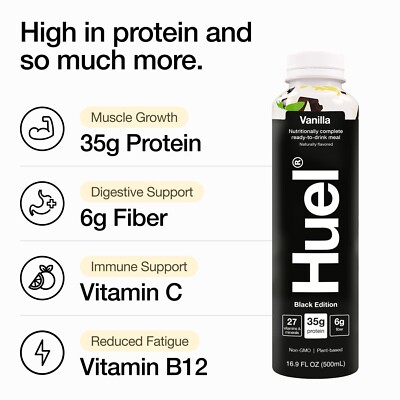 Huel Black Edition Ready-to-Drink, Vanilla Meal Replacement Drink
