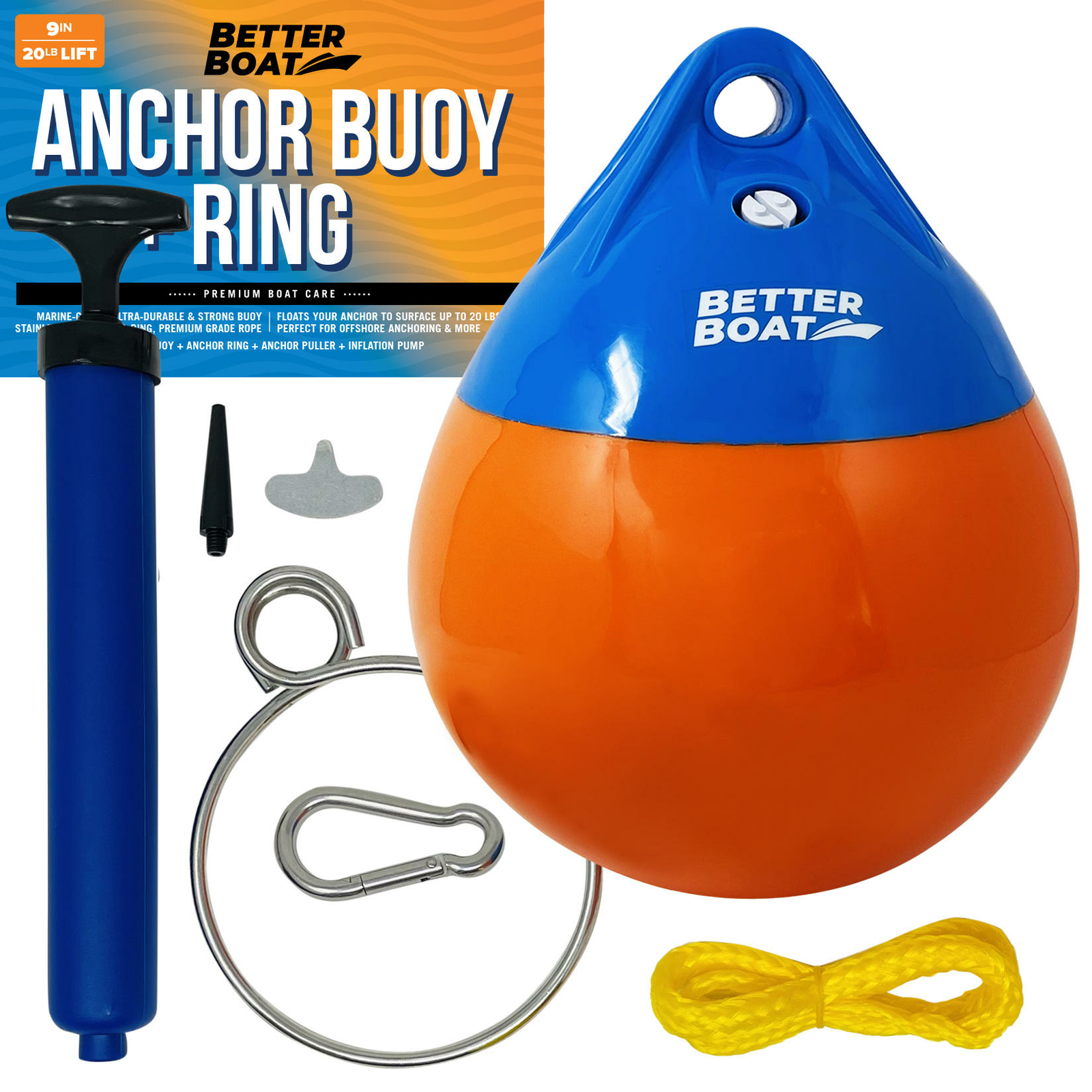 Anchor Bouy and Retrieval Ring Vinyl Boat Buoy Balls Round Mooring Marker
