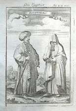 EGYPT, EGYPTIAN COSTUME A.Mallet original antique print 1719