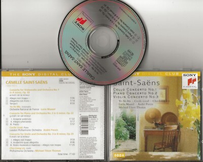 SAINT-SAENS Concertos for Cello (No.1) Piano (No.2) and Violin (No.3) cd 1995