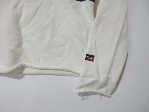 Sz XS LEVI'S Women's Sweatshirt Ivory Crop Logo Comfy Cotton Long Sleeve Y2K - Picture 5 of 13