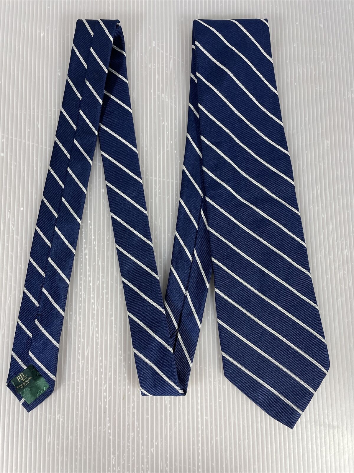 Lauren Ralph Lauren Neck Tie Blue/ White Stripes 100% Silk