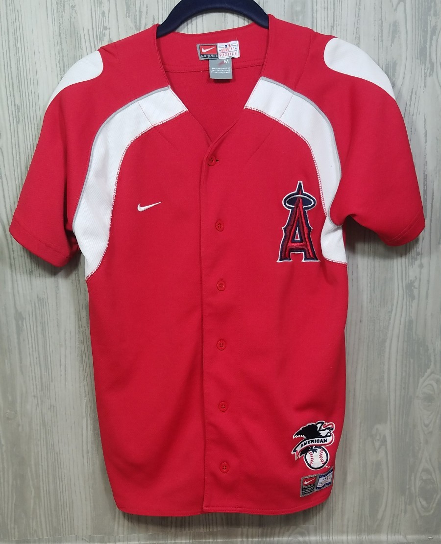 NIKE SEWN ANAHEIM ANGELS RED TEAM MLB BASEBALL JERSEY YOUTH MEDIUM
