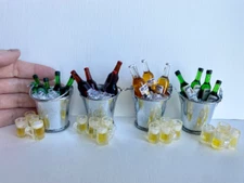 10 pcs miniature beer champagne bottle ice bucket mug cup set handmade