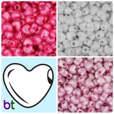 BeadTin Pearl 12mm Heart Pony Beads Horizontal Holes 250pcs - Color choice