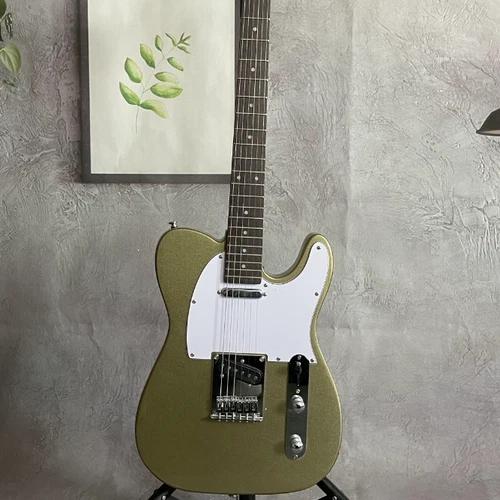 New Tele Classic TL Electric Guitar Gold Body Maple Fretboard Single Pickups