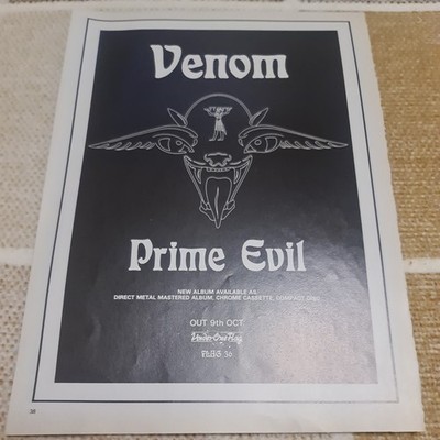 Vintage VENOM PRIME EVIL ALBUM ADVERT PROMO CD LP AD  A4 POSTER KERRANG METAL 