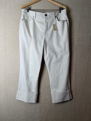 St. John s Bay Secretly Slender White Straight Leg Capri Pants 16P NWT
