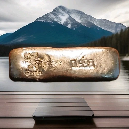 1.235  Troy Ounces Of .999 Silver Bullion  Poured Bar With Cooling Lines