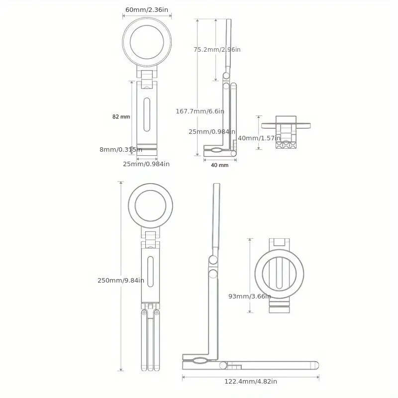 Suporte para telefone giratório MagSafe 360° tripé portátil dobrável suporte para selfie - Imagem 2 de 4