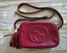 Red Pebbled Crossbody Bag Tassel Zip Gold Har...