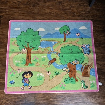 Vintage Nick Jr Dora the Explorer Rug Kids Play Mat 40x48 Forest Path Nylon