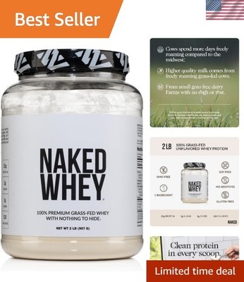 100% Grass Fed Whey Protein Powder - 2LB NSF Certified, Gluten-Free