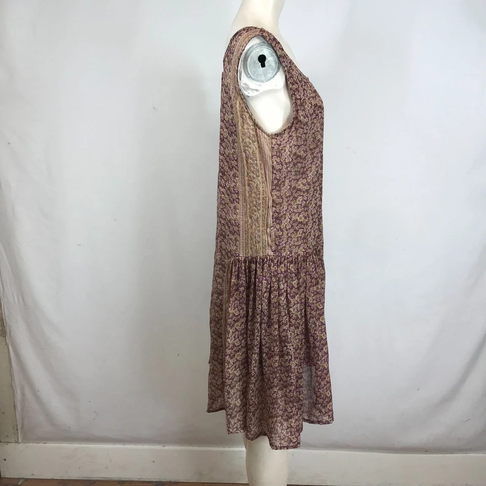 VESTIDO LATERAL PLISADO FLORAL SIN MANGAS CINTURA CAÍDA TALLA ÚNICA - CORDERO VINTAGE - MUJER Foto 4 de 4