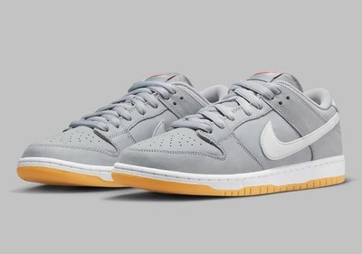 Now SB Dunk Low Pro ISO Wolf Grey Gum Orange Label Mens Size 6.5 DV5464-001
