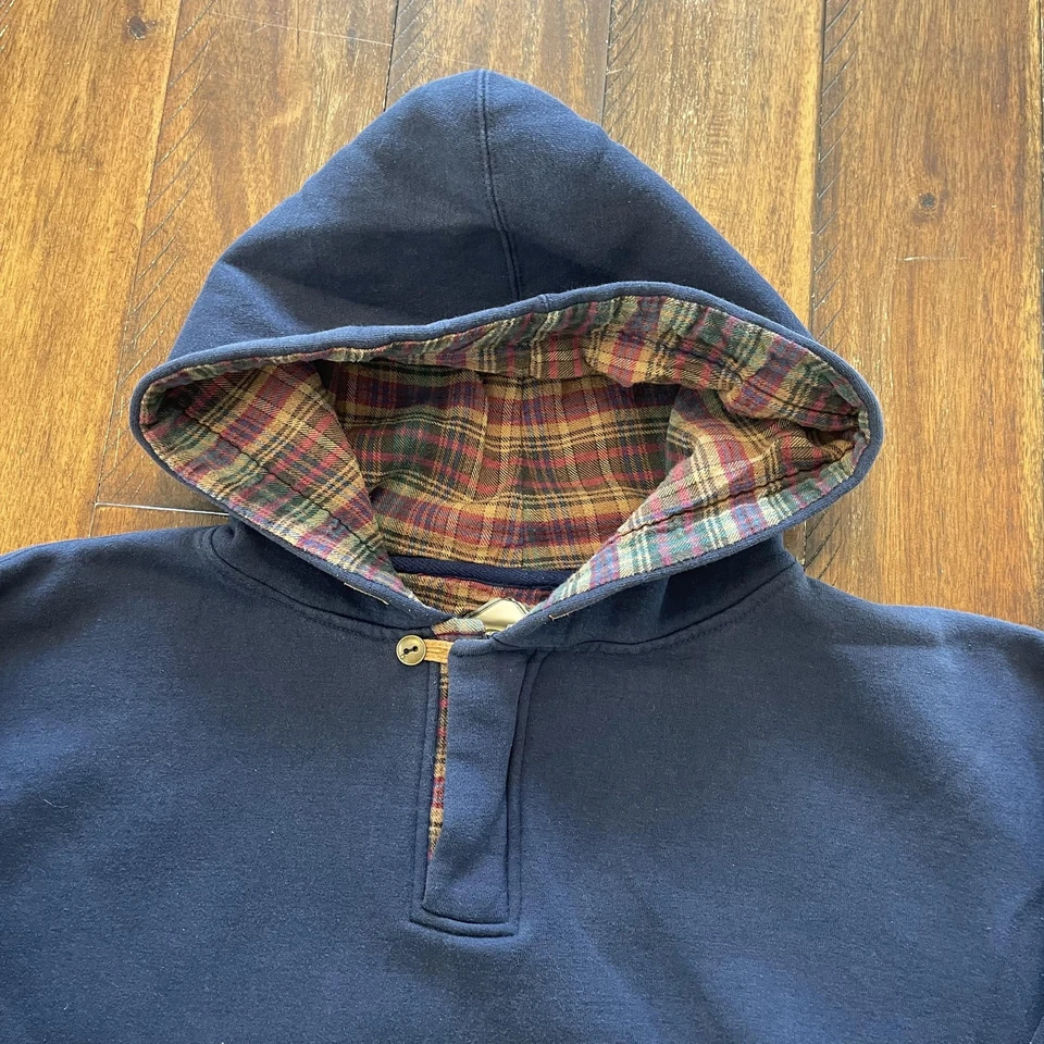 Pulôver Habitat Wilderness masculino grande azul xadrez forrado lobo bordado - Imagem 3 de 4