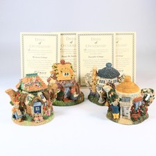 Minerva Collection Little Tipperton Resin Teapot Cottages Set Of 4 With COA