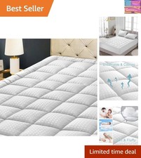 King Mattress Pad Quilted Fitted Mattress Protector Cooling Pillow Top Mattre../