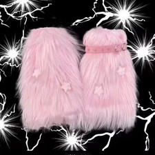 Pink Faux Fur Leg Warmers