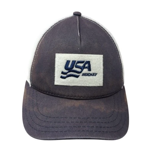 USA Hockey Snapback Mesh Back Trucker Hat Blue One
