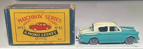 Matchbox Lesney #43 Blue/White Hillman Minx With Box