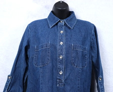 Carolina Blues VTG Y2K Denim Maxi Shirt Dress Blue Jean Women's Size 10 Western