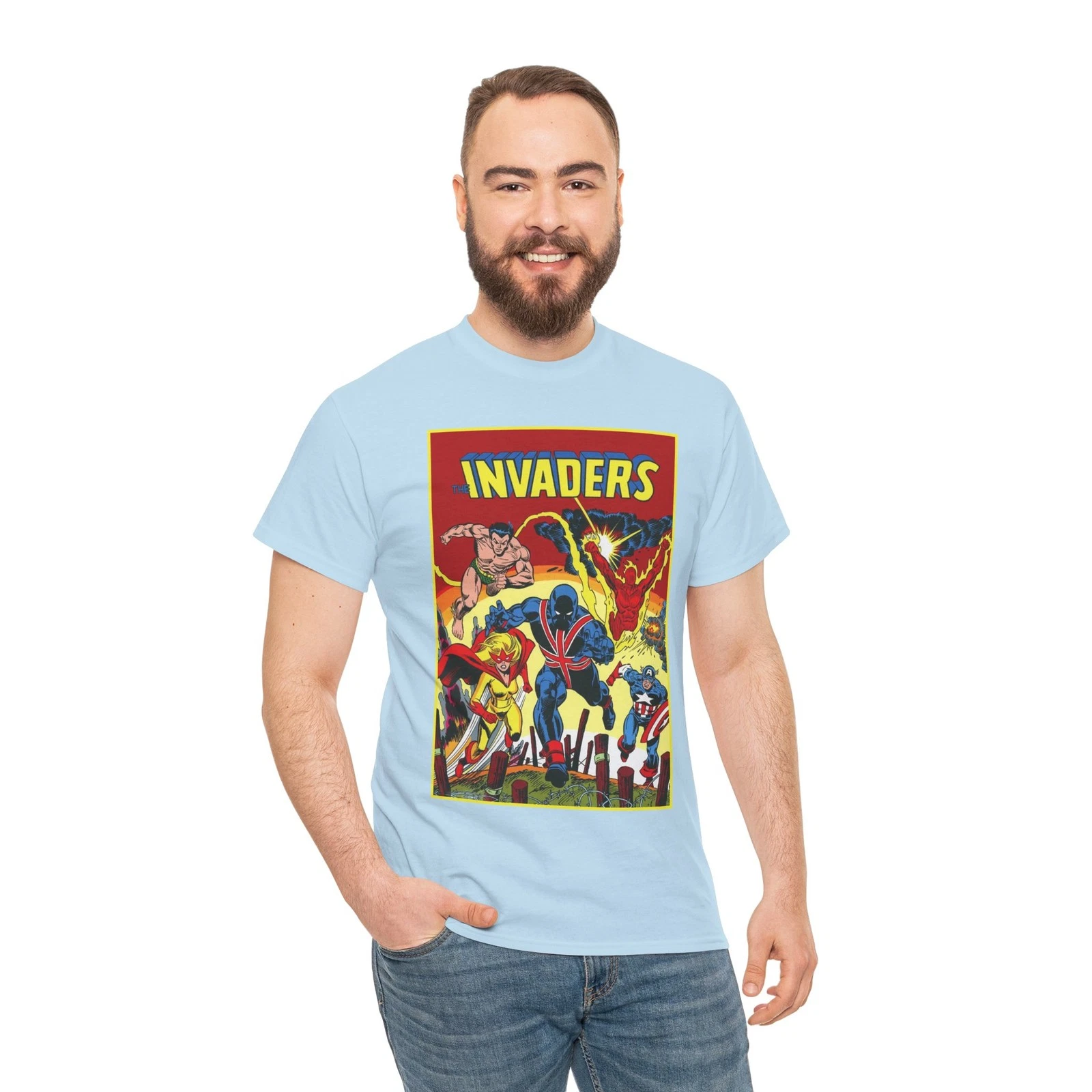 Invaders T-Shirt - Captain America, Human Torch, Namor, Spitfire - Marvel Comics