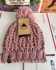 Burton Kismet Beanie Powder Blush Pink Pom Knit Hat Women’s One Size NEW w/ TAGS