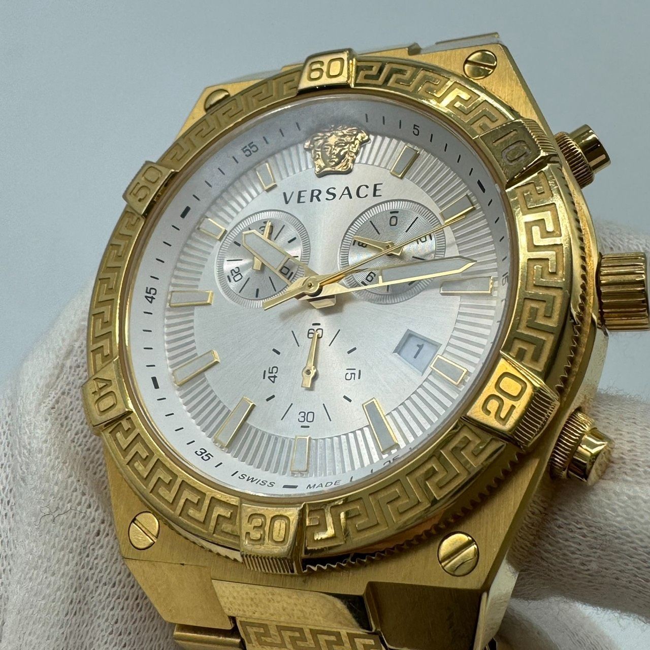 Versace Men's Sporty Greca Quartz Chronograph Watch Used From Japan thumbnail 7