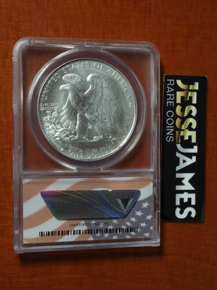 1985 SILVER EAGLE ANACS MS67 OVERSTRUCK BY DANIEL CARR - Image 2 of 2