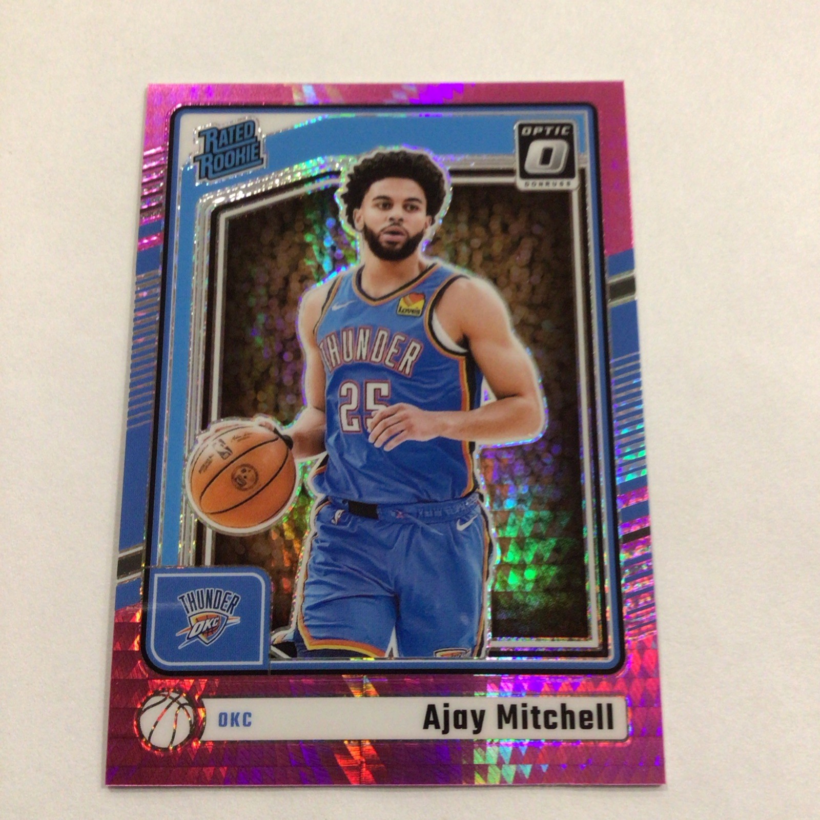 2024-25 Panini Donruss Optic Rated Rookie Ajay Mitchell #274 Pink Velocity