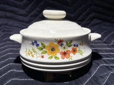 Vintage Sweet Flowers • JMP Bake N Serve Stoneware Ramekin • 1980 • cottagecore