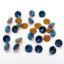 6 Rare Vintage Swarovski 2006 5mm Crystal Bermuda Blue V GF Round Rivoli Stones