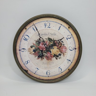 Floral Wall Clock Brass Timeworks Regency Quartz Fleuriste Solid Brass Bezel 10 