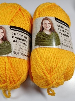 Loops & Threads Charisma Yarn-Yellow-Lot  of 2 Skeins-Each 109 Yards