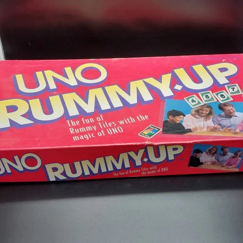 VINTAGE Uno Rummy Up COMPLETE Mattel 1993 Family Game 90's Tiles 100% Complete