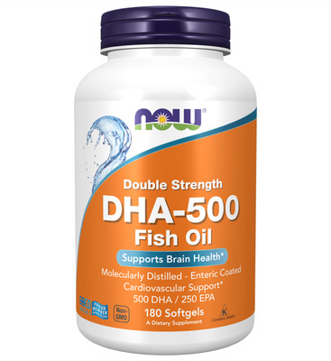Now Foods Double Strenght DHA-500 Fish Oil 180 Softgels