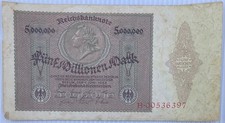 1923 Germany 5,000,000 Mark P-90 Circulated World Banknote