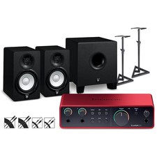 Focusrite Scarlett 2i2 Gen 4 w/Yamaha HS Studio Monitors/Subwoofer Bundle HS5