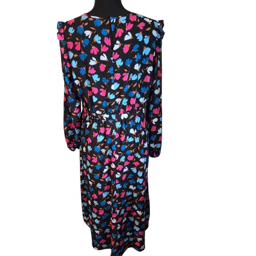 JCrew Black Floral Dress With Ruffle Sleeves Size 12 - Picture 6 of 8