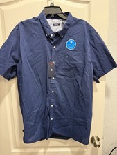 Izod Advantage Shirt Mens 2XL Blue Short Sleeve Button Up Performance