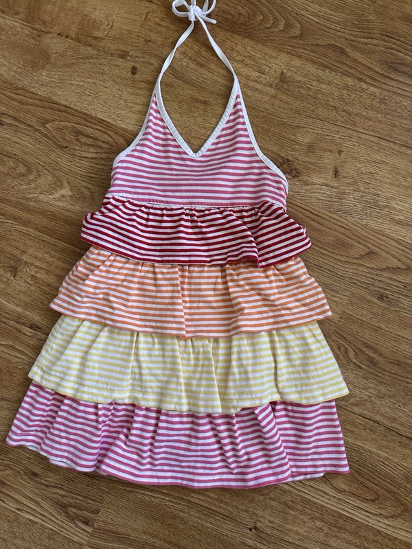 Hanna Andersson Girl’s Striped Tiered Dress 110  5Y