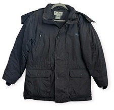 LL Bean Baxter State Parka Coat Jacket Bkack Detachable Hood Goose Down L 14-16)