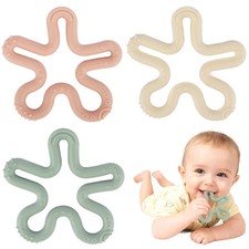 3 Pack Coral Flower Ring Teether Baby Teething Toys Silicone Teether Ring Toys f